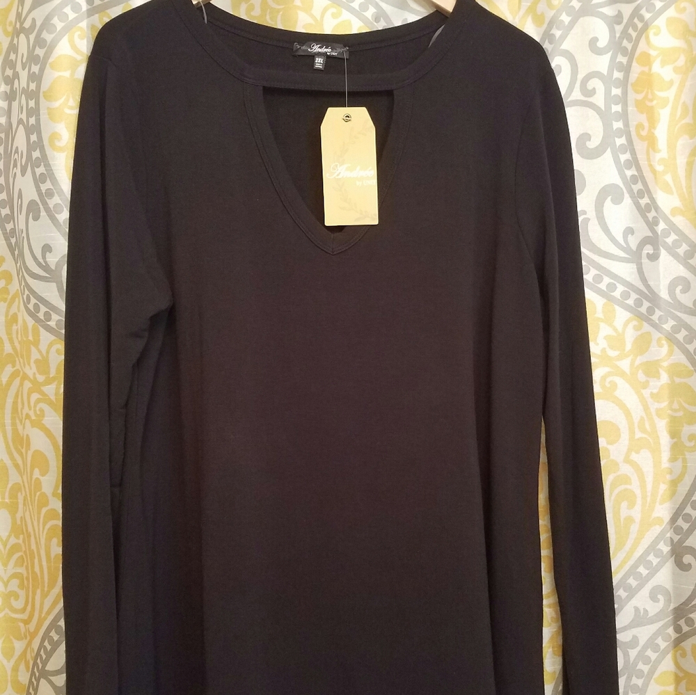 Andree Black Long Sleeve Blouse, 2X